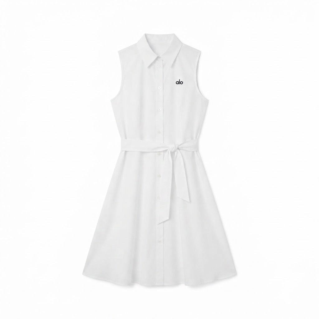 Alo Sleeveless Collared Shirt Dress