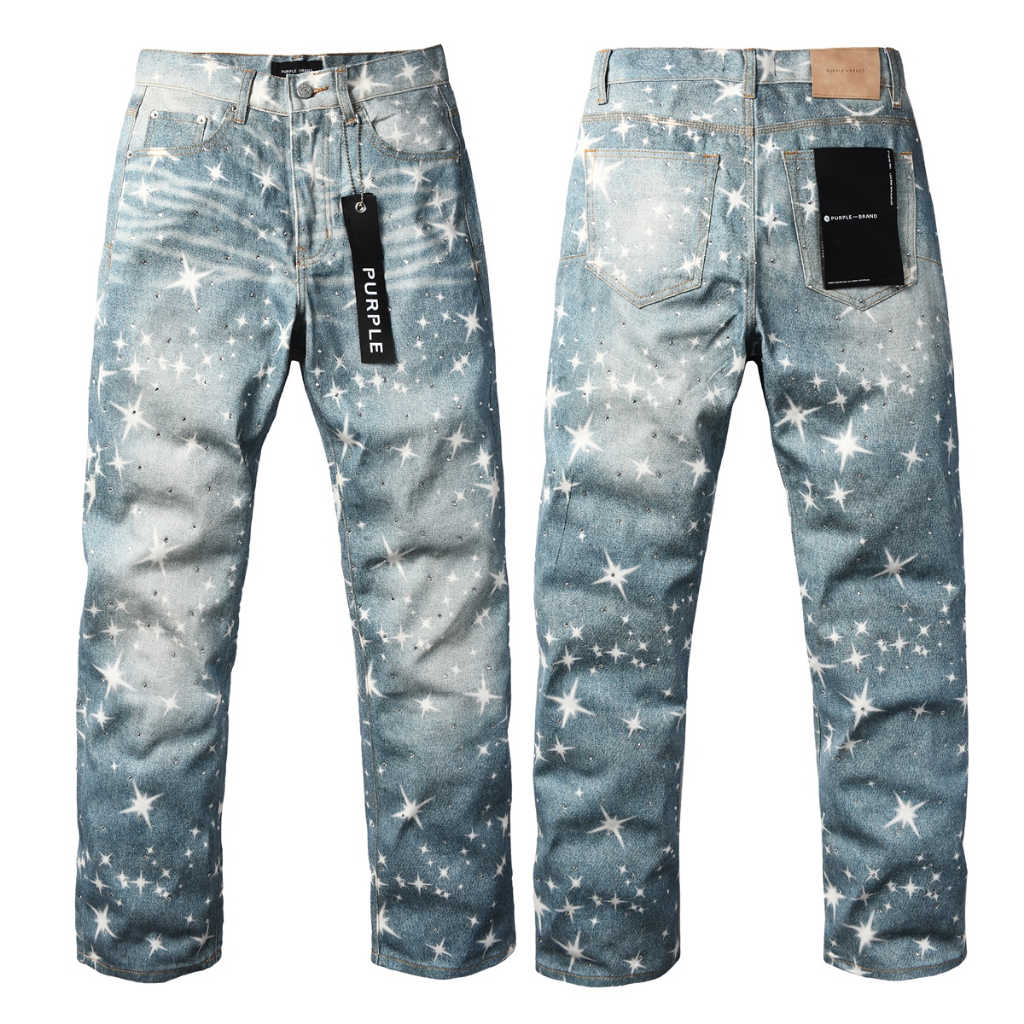 Purple Brand Star Pattern Jeans — Light Blue