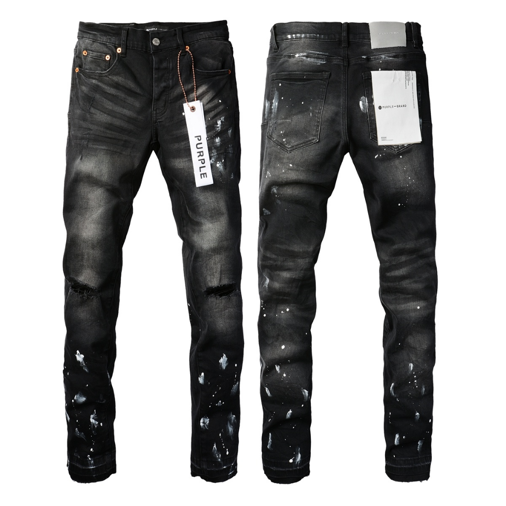 Purple Brand Multi-Color Paint Rip Slim Jeans — Black (V2)