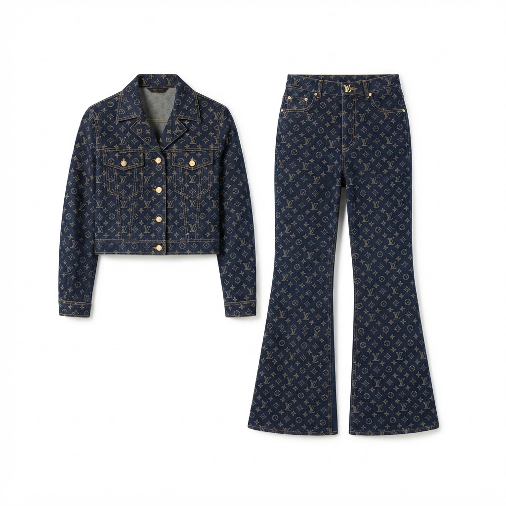 LV Monogram Denim Jacket & Jeans Co-Ord Set