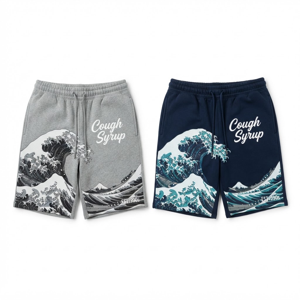 TAALOCS Shorts — Grey Great Wave