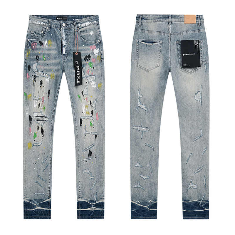 Purple Brand Grey Distressed Patch Slim Jeans