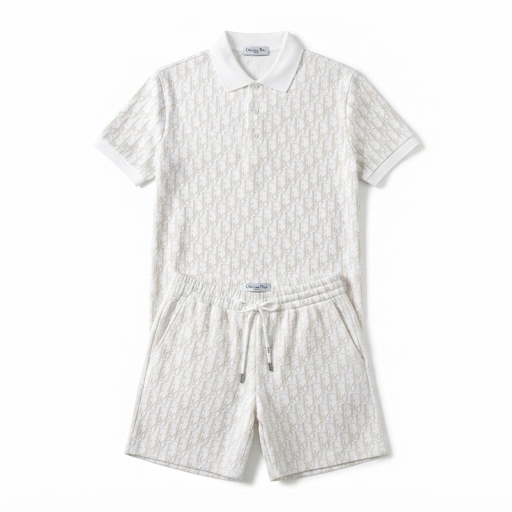 Christian Dior Monogram Polo Short Set โ White
