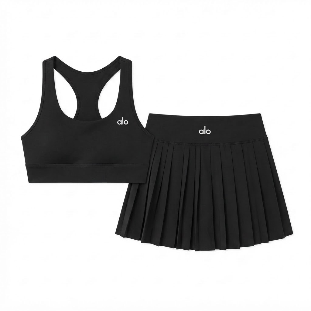 Alo Racerback Bra & Pleated Tennis Skirt Set