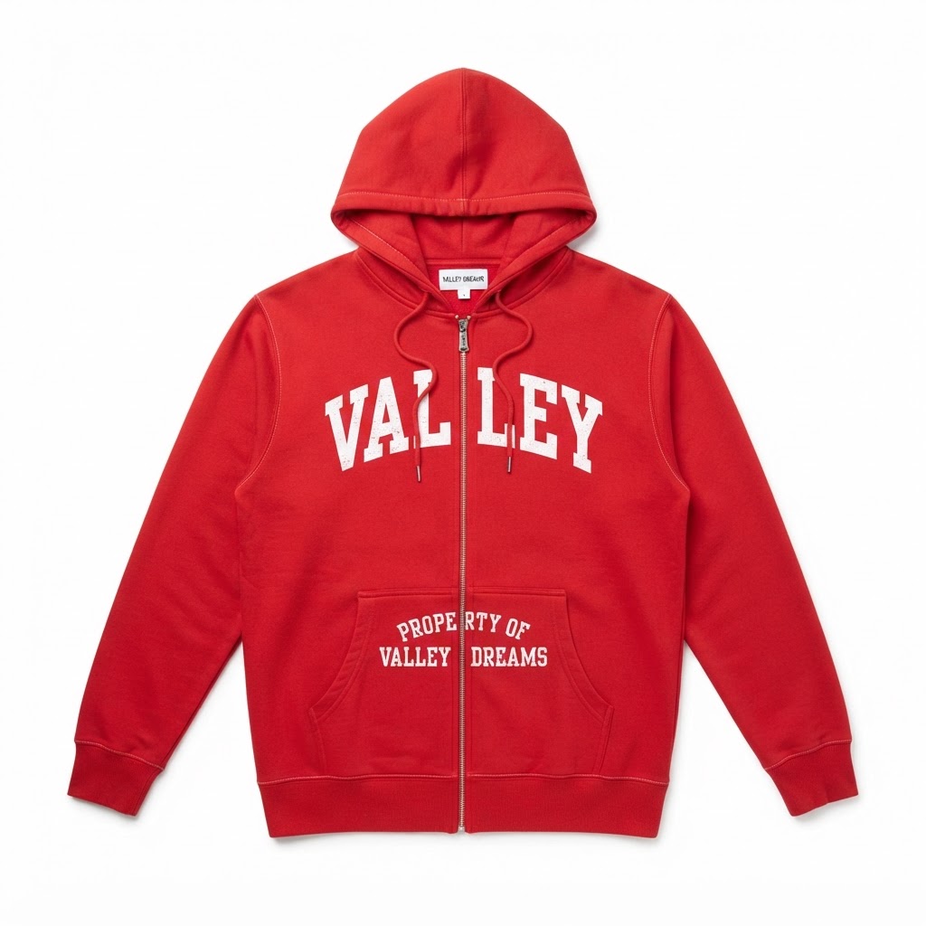 Valley Dreams Zip-Up Hoodie — Red
