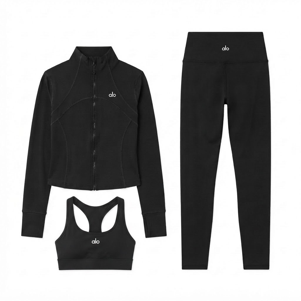 Alo Princess-Seam Mock-Neck 3-Piece Set