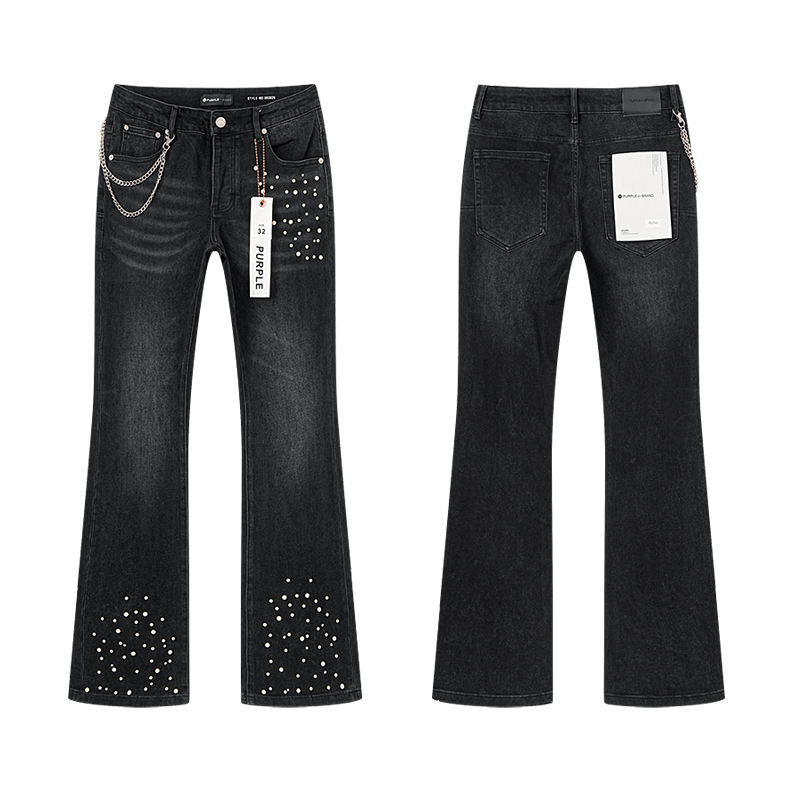 Purple Brand Pearl Chain Flare Jeans — Black (Women's)