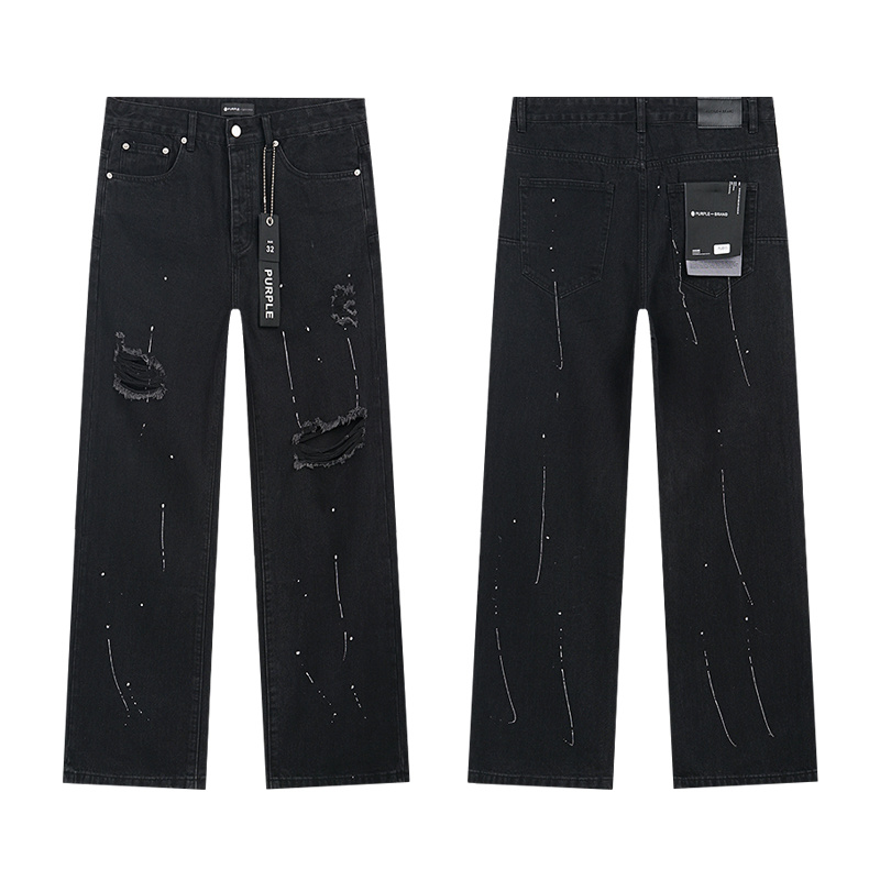 Purple Brand Distressed Paint Splatter Jeans — Black