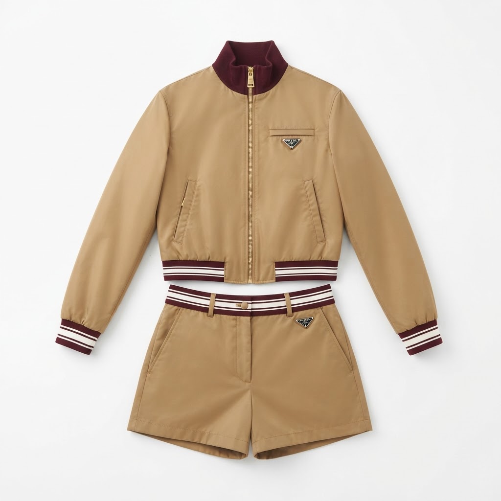 Prada Nylon Bomber Jacket & Shorts Set