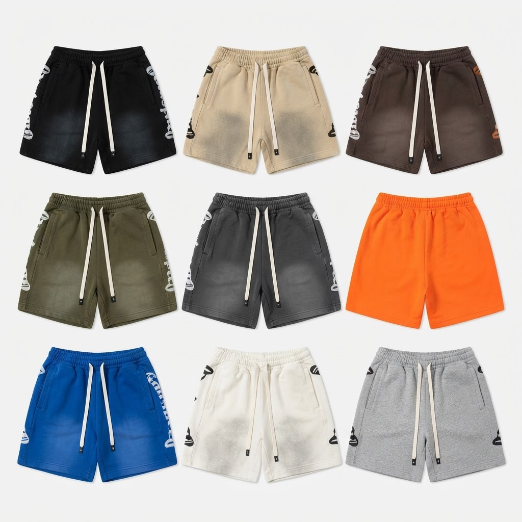 GODSPEED 8720 Acid-Wash Embroidery Shorts