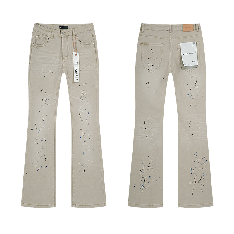 Purple Brand Paint Splatter Flare Jeans — Khaki (Women's)