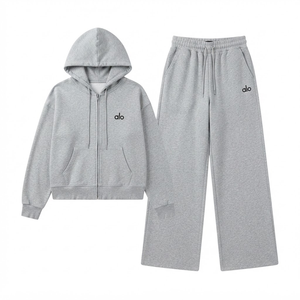 Alo Zip-Up Hoodie & Wide-Leg Sweatpants Set