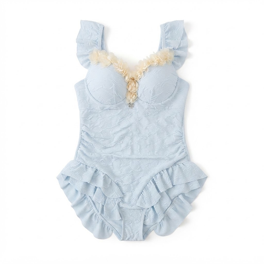 Chanel Blue CC Floral One-Piece