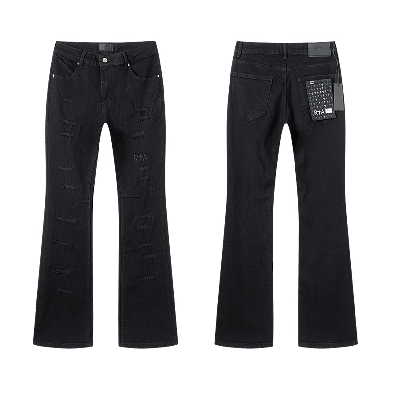 R+A Rip Repair Flare Jeans — Black (Women's)