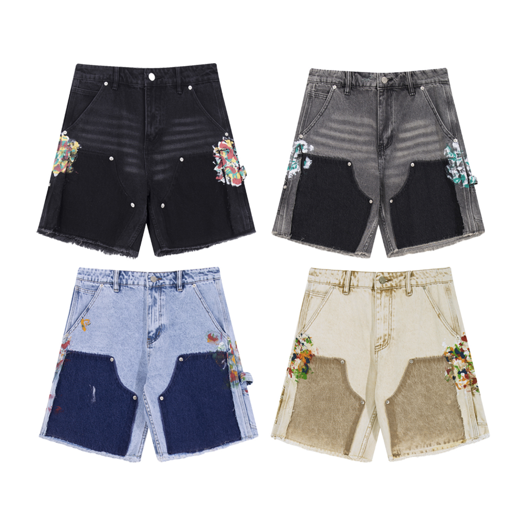 Gallery Dept. Patchwork Paint Splatter Denim Shorts — 4 Colors