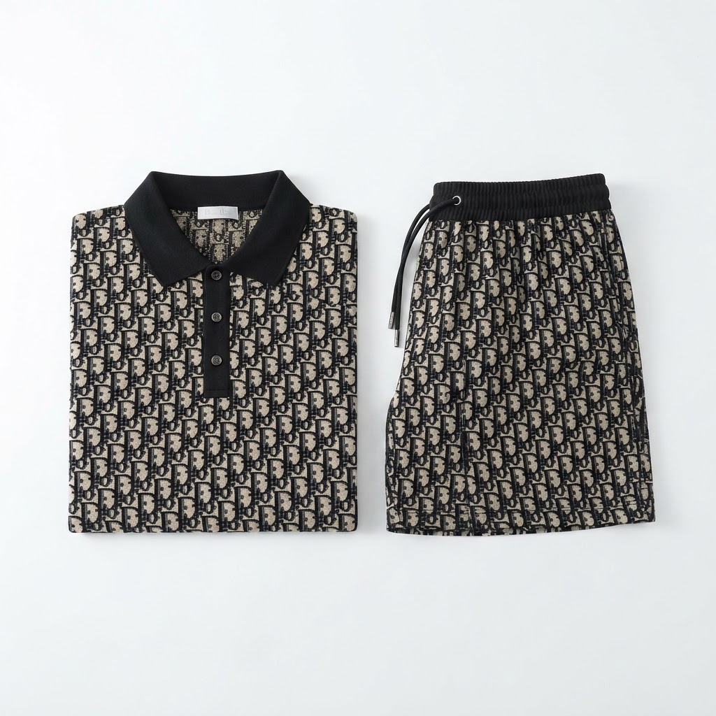 Christian Dior Monogram Polo Short Set โ Black