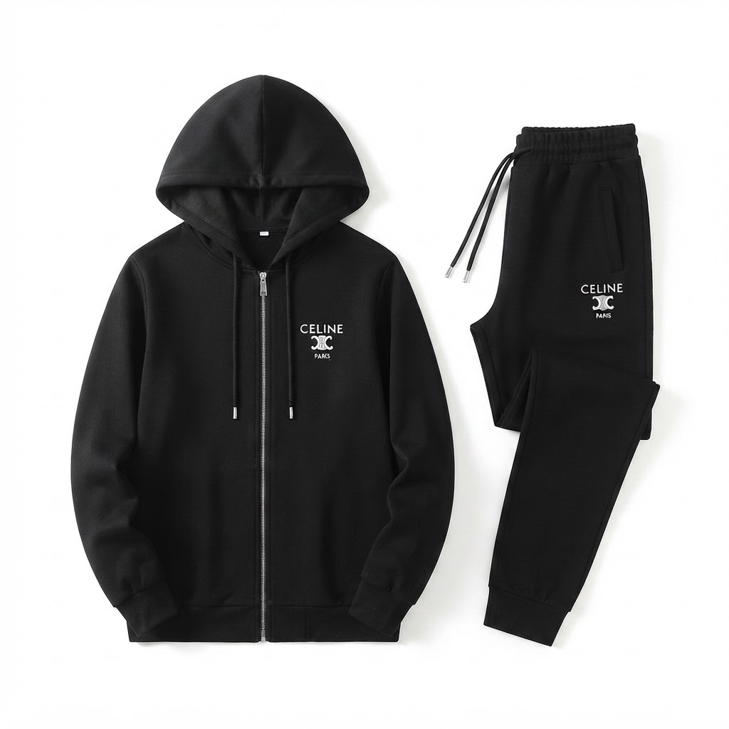 CELINE Triomphe Hooded Tracksuit Set
