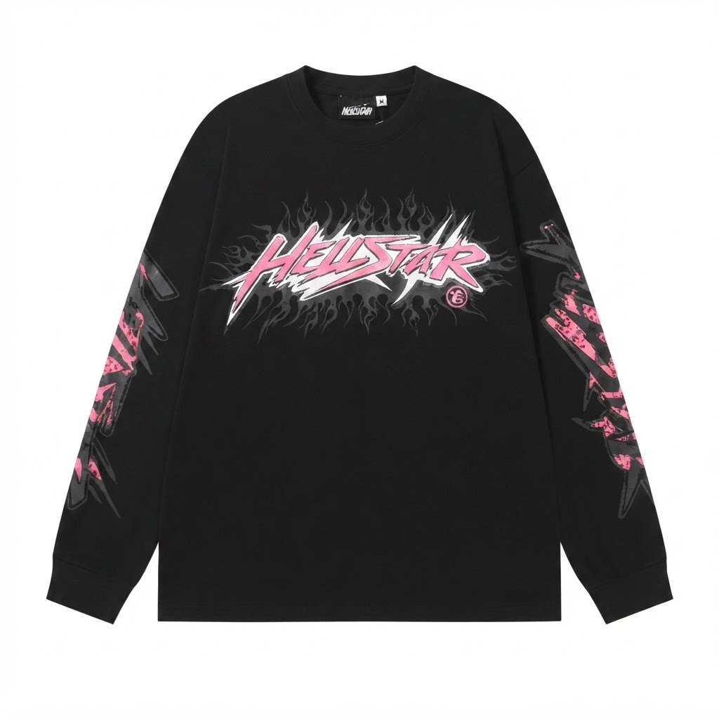 Hellstar Pink Flame Logo Long Sleeve