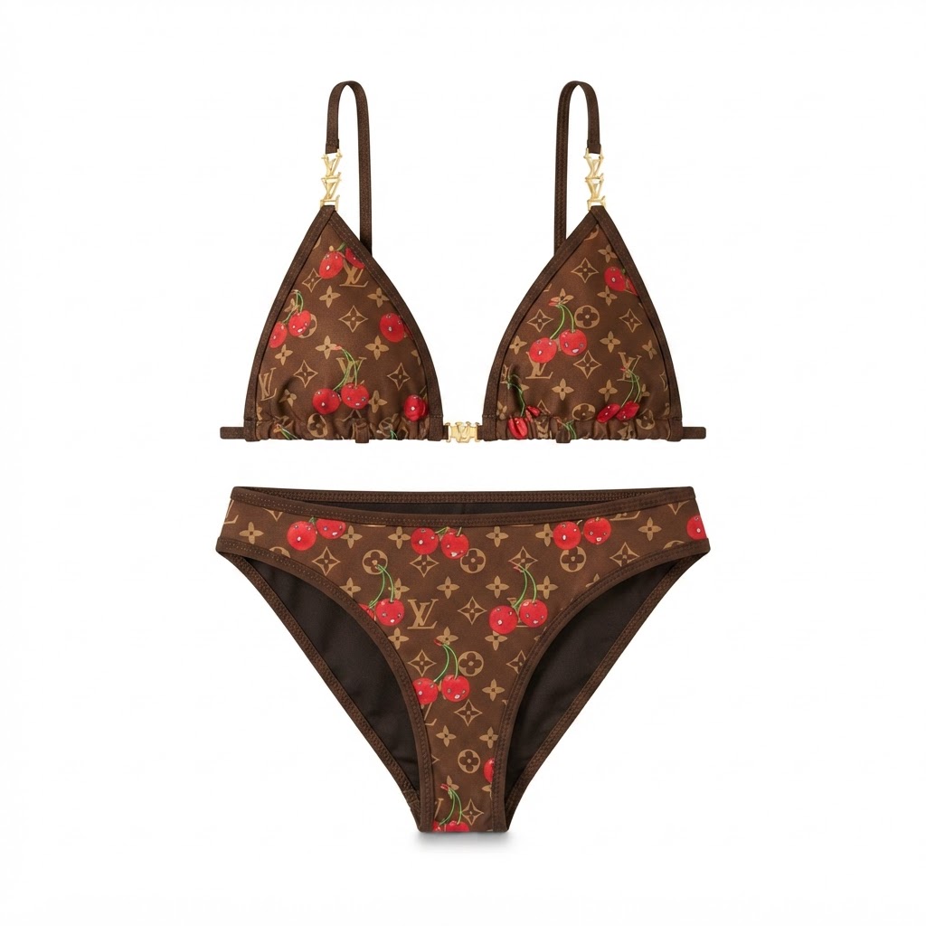 LV Brown Cherry Monogram Bikini Set
