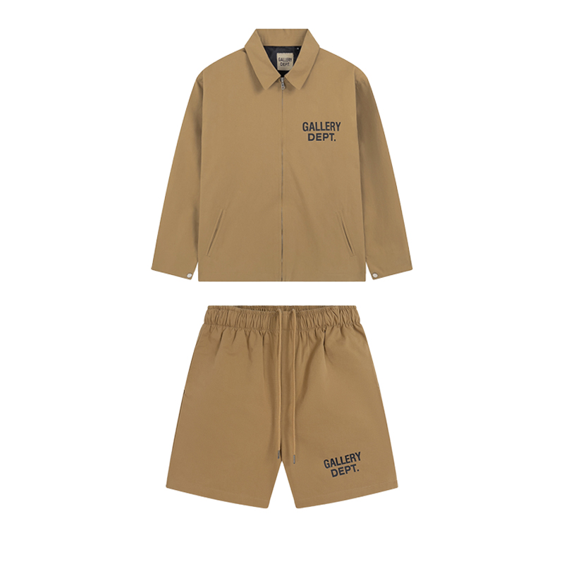 Gallery Dept. Beige Zip Coach Jacket & Shorts Set