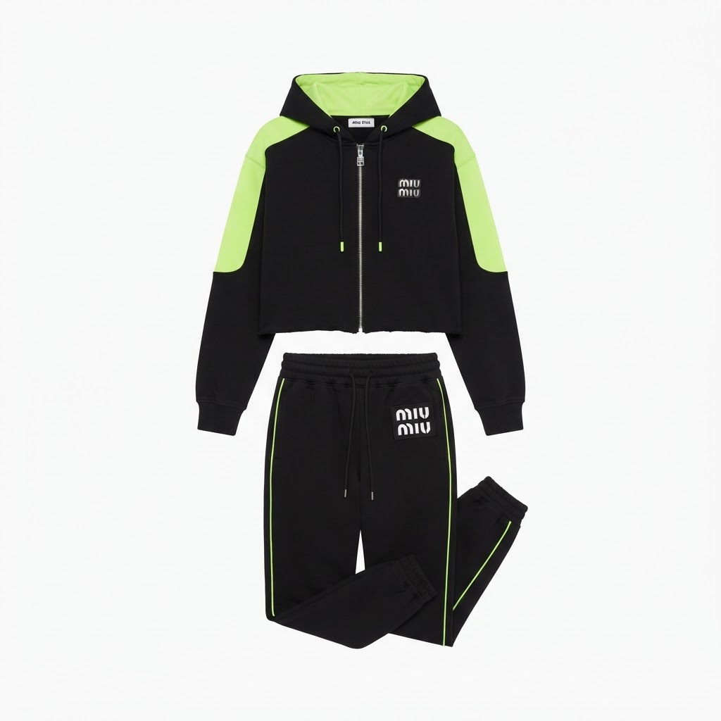 Miu Miu Color-Block Hoodie Tracksuit Set