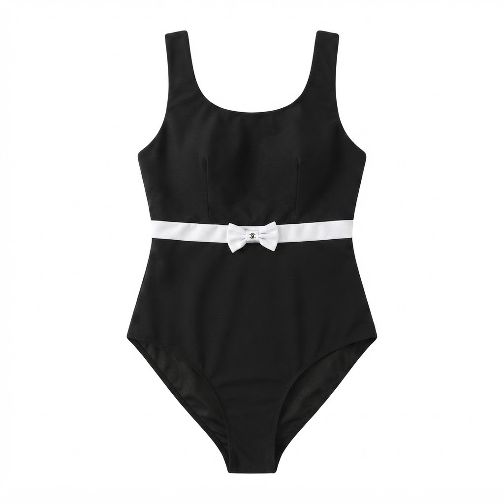 Black One-Piece with Bow Detail