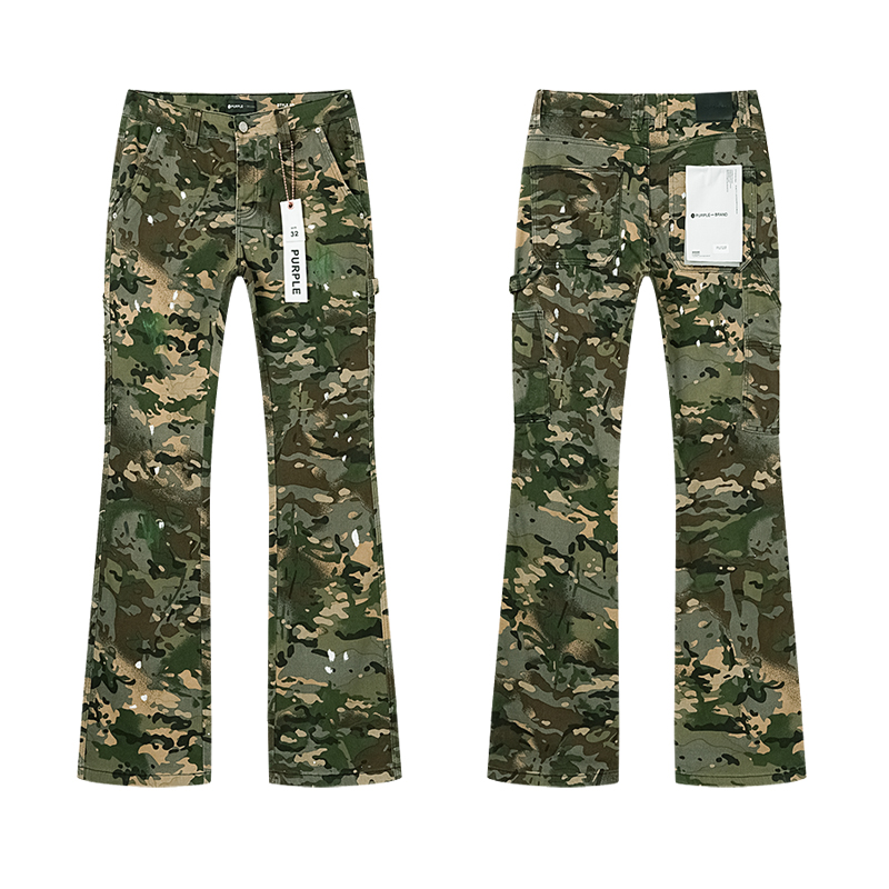 Purple Brand Camo Carpenter Flare Jeans — Green (Women's)