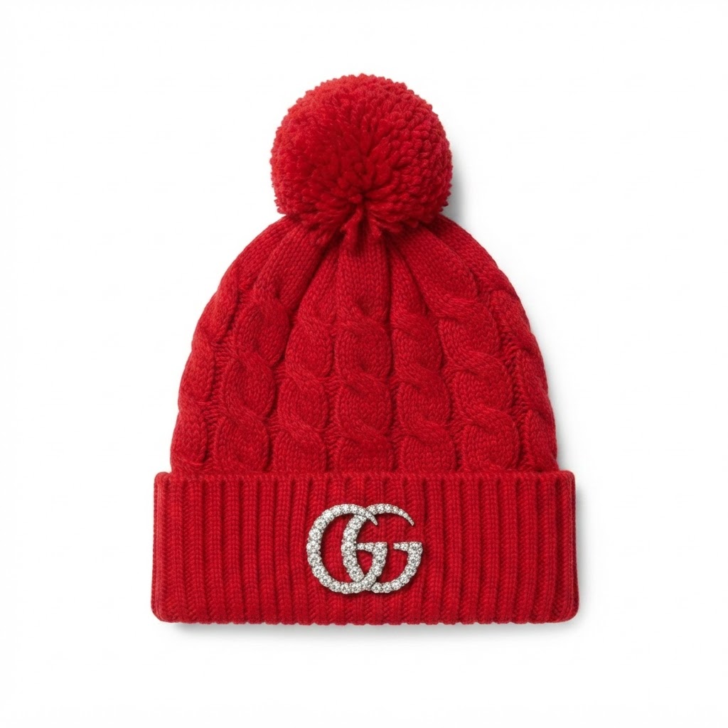 Gucci GG Crystal Pom-Pom Beanie