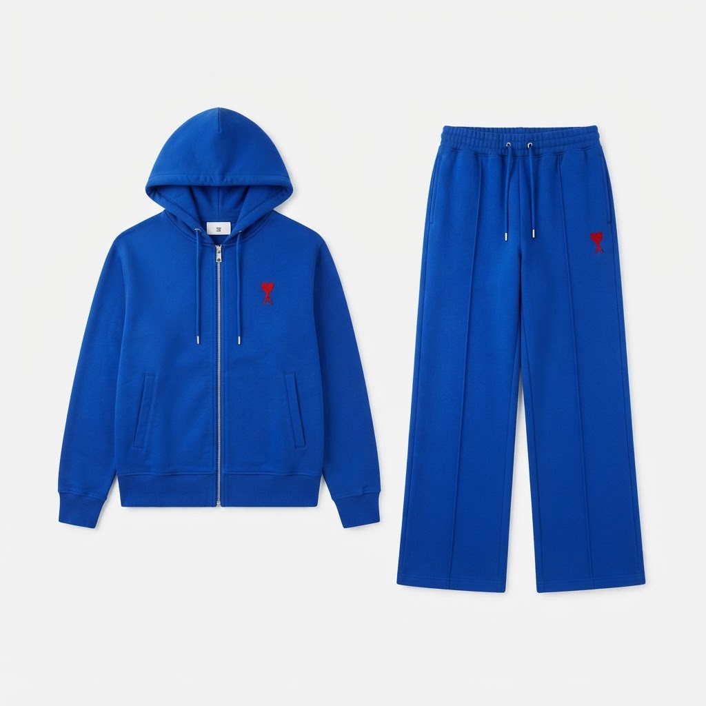 Ami de Cœur Zip-Up Hoodie & Wide-Leg Trouser Set