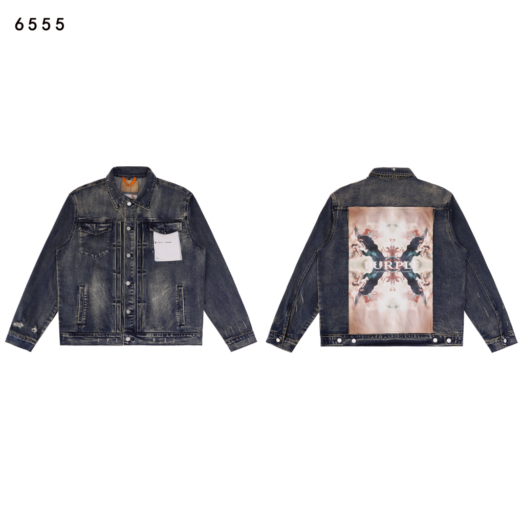 Purple Brand Acid Wash Denim Jacket — Charcoal