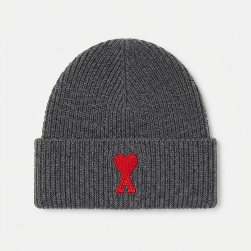 Ami Paris Heart Logo Knit Beanie