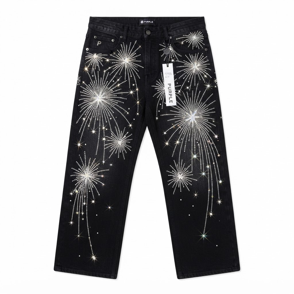 Purple Brand Wide-Leg Firework Jeans — Black