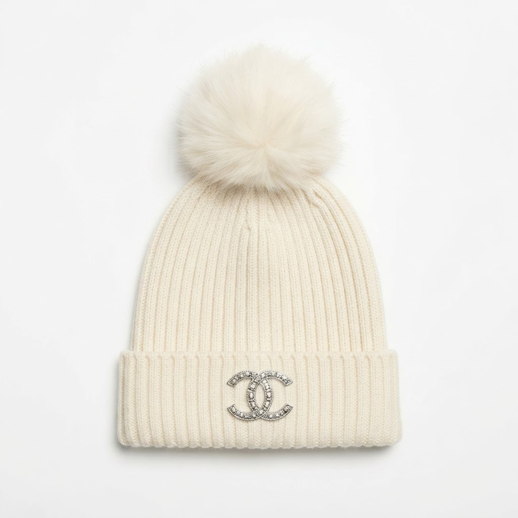 Chanel CC Pom-Pom Knit Beanie