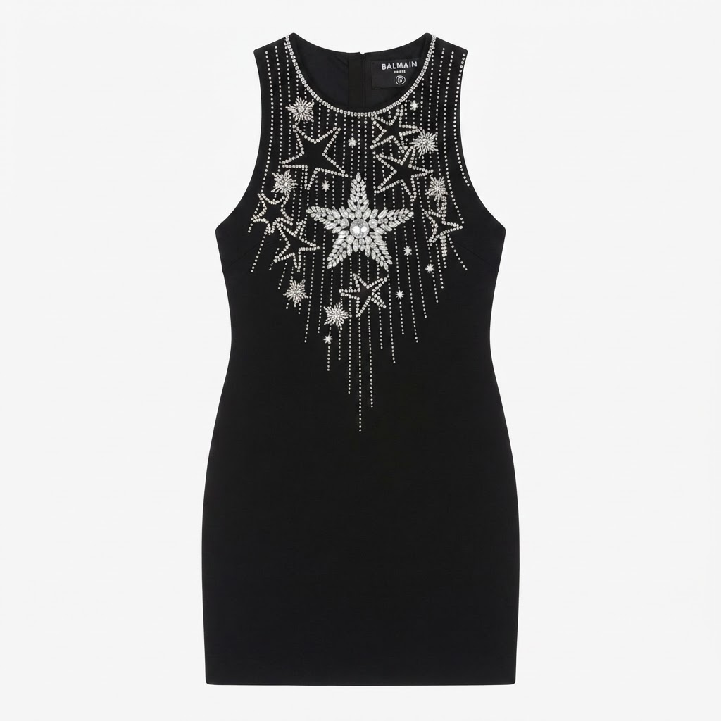 Balmain Star Crystal Mini Dress