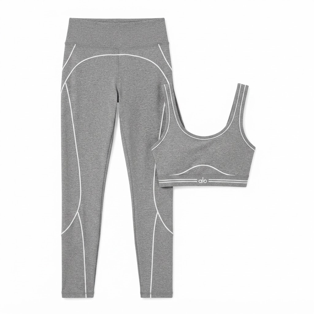 Alo Yoga Piped Bra & Leggings Set