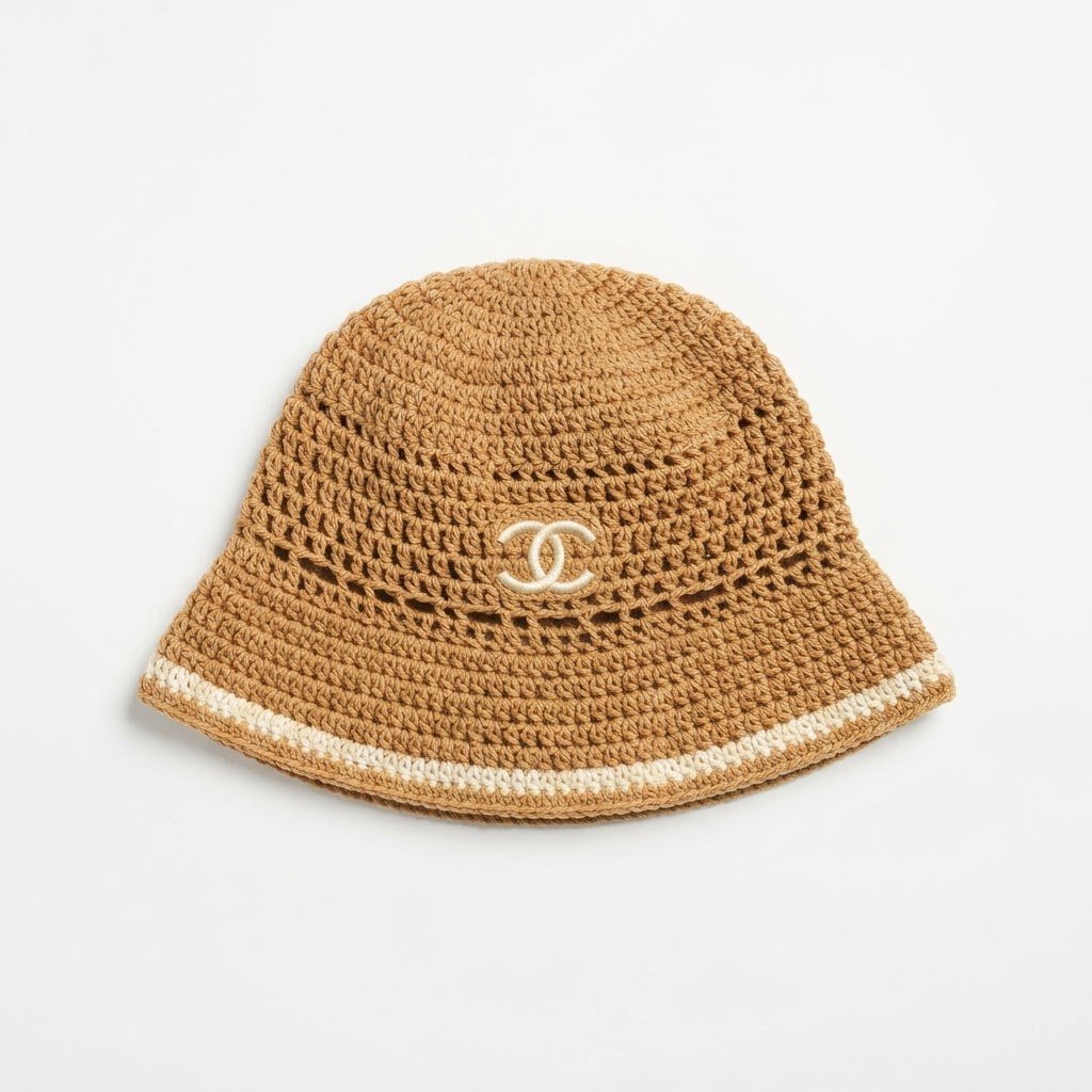 Chanel Suede Ruffle Brim Bucket Hat