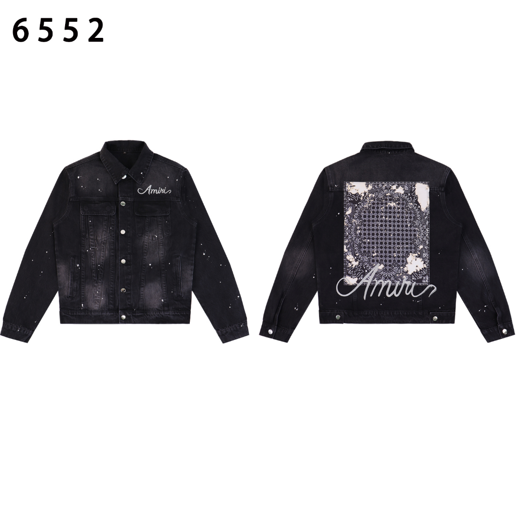 Amiri Paint Splatter Denim Jacket — Black