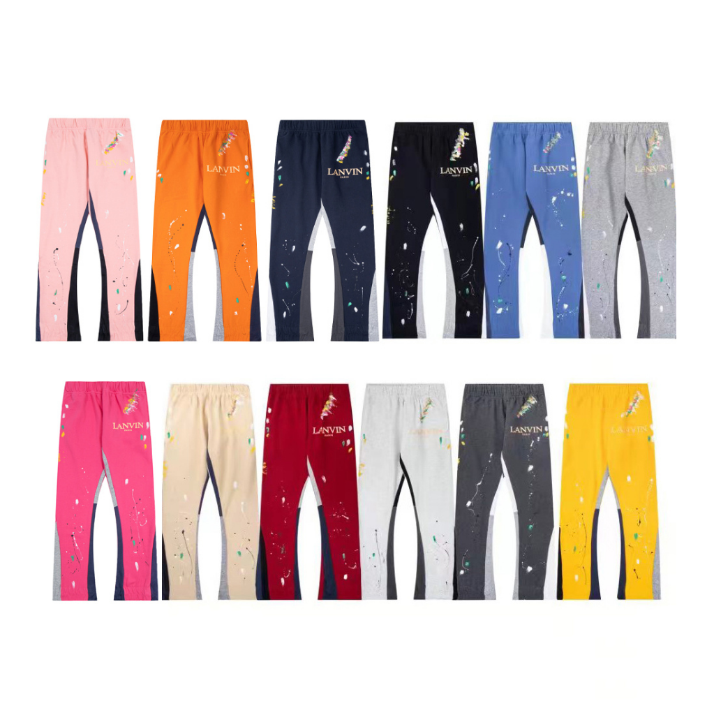Lanvin Paint Splatter Flare Sweatpants — 6 Colors (Hot Pink/Beige/Red/Light Grey/Charcoal/Yellow)