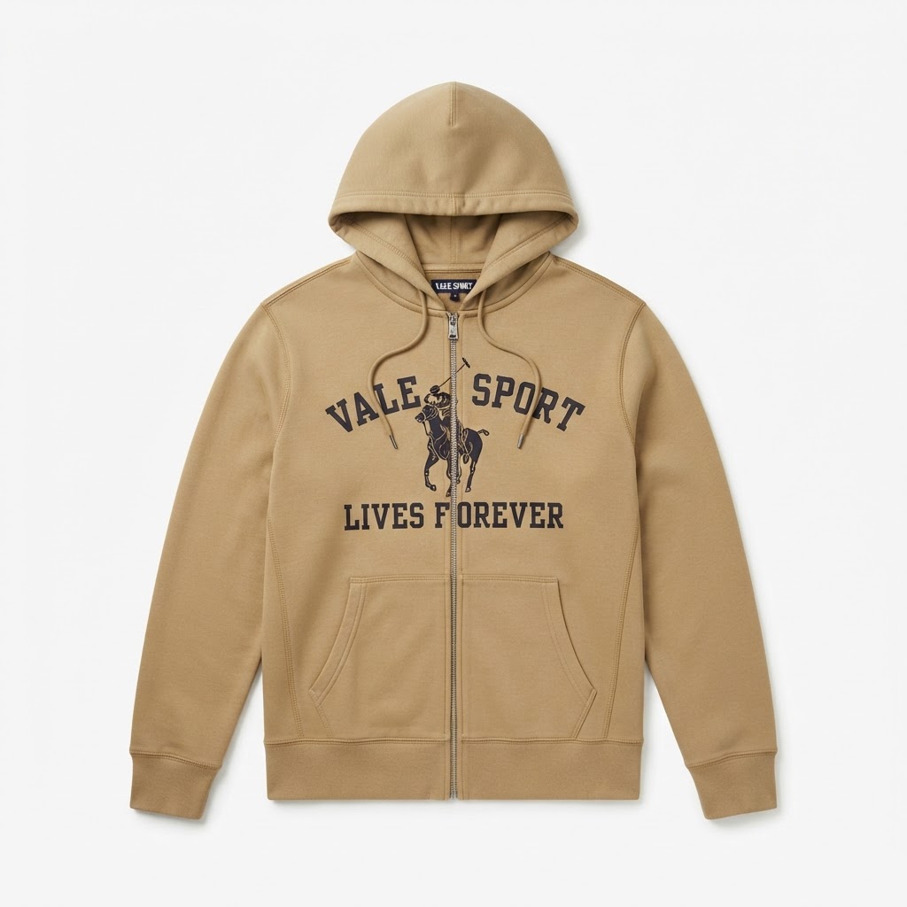 Vale Sport Zip-Up Hoodie — Tan