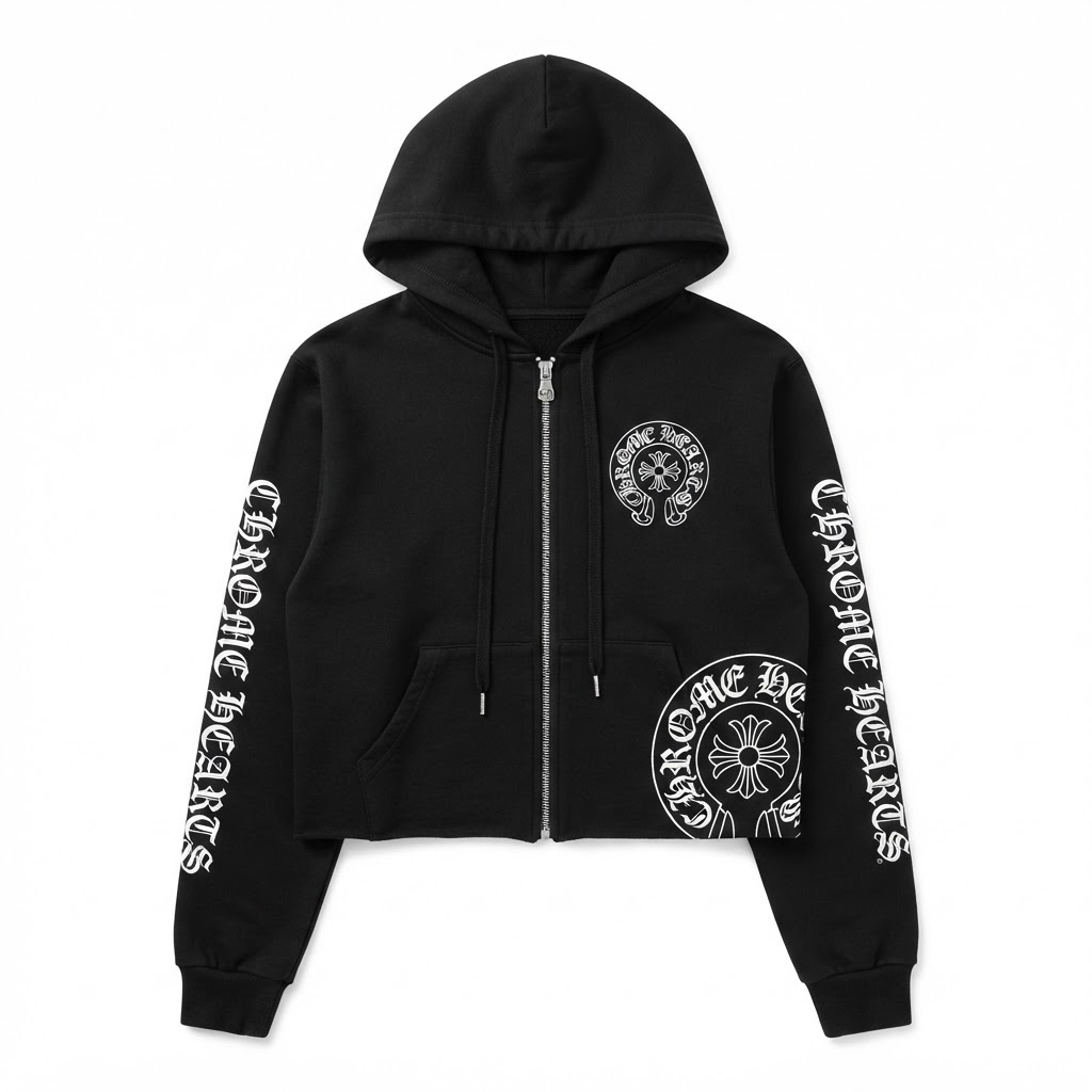 Chrome Hearts Cropped Zip-Up Hoodie