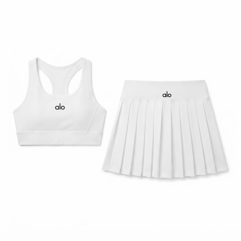 Alo Racerback Bra & Pleated Tennis Skirt Set