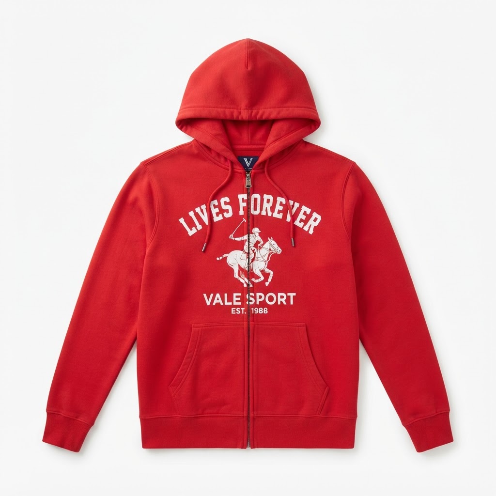 Vale Sport Zip-Up Hoodie — Red