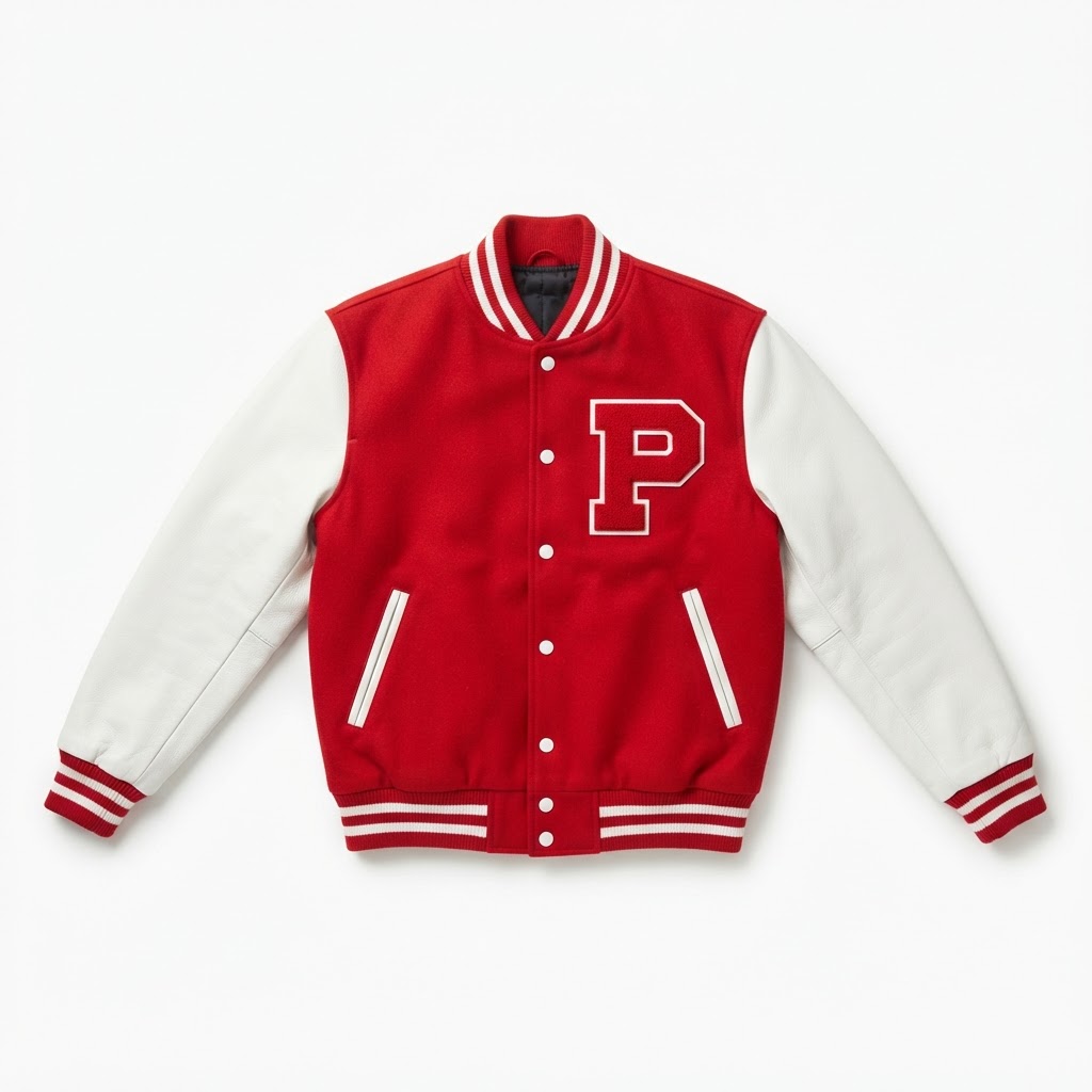 Varsity Jacket — Red / P Letter