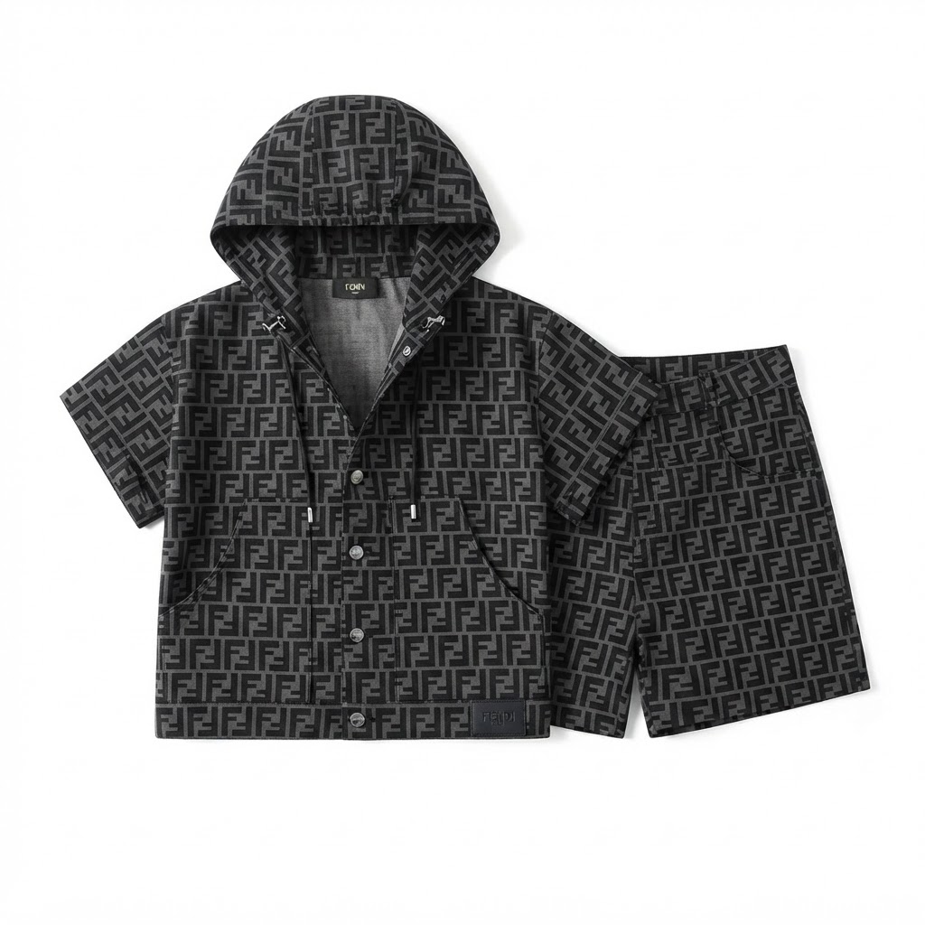 Fendi Hooded Jacket & Shorts Set