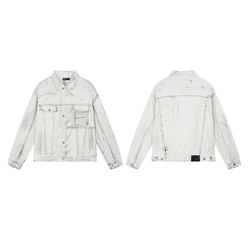 Purple Brand Distressed Denim Jacket — White