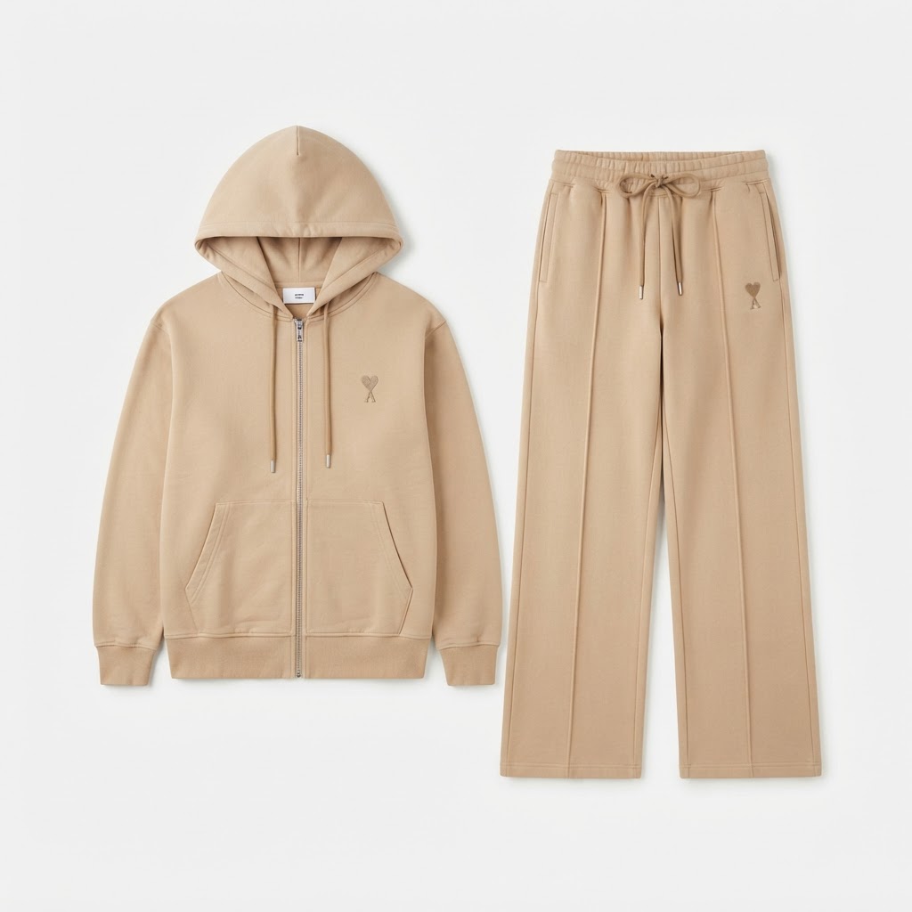 Ami de Cœur Zip-Up Hoodie & Wide-Leg Trouser Set