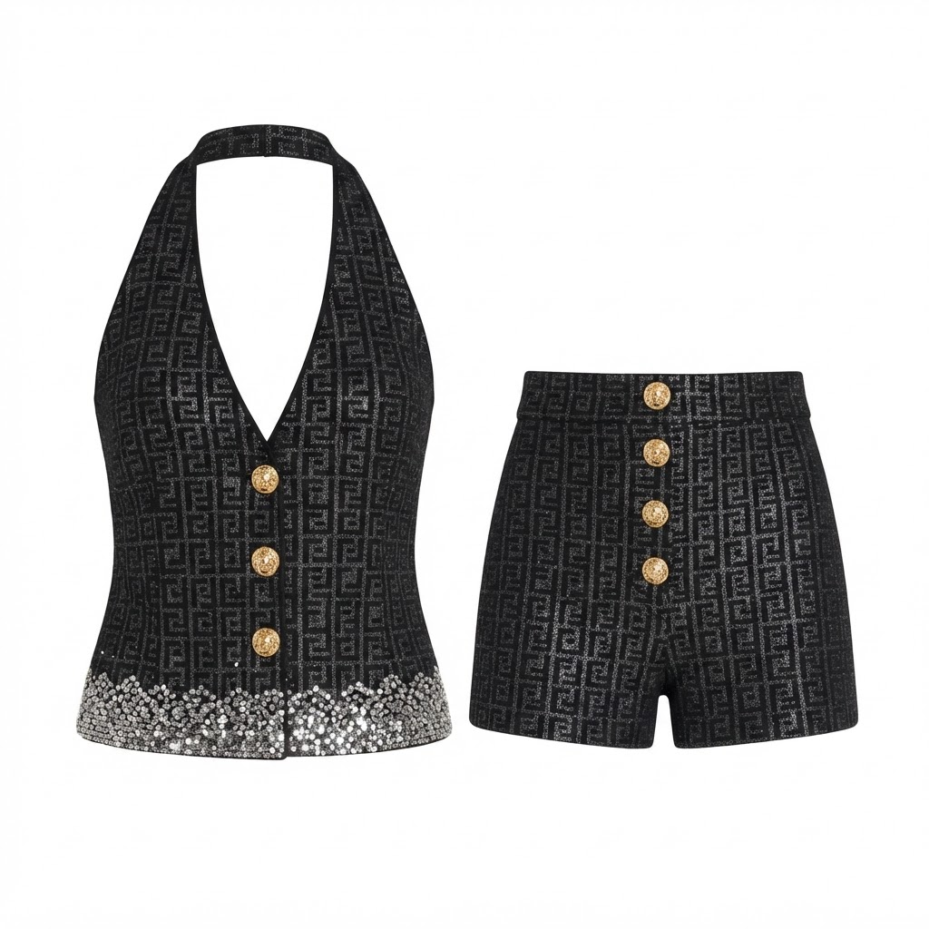 Balmain Monogram Vest & Shorts Set