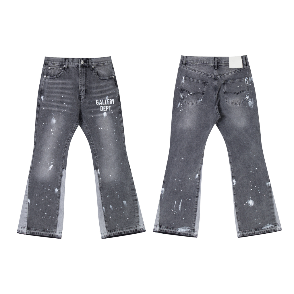 Gallery Dept. Dark Grey Paint Splatter Flare Jeans