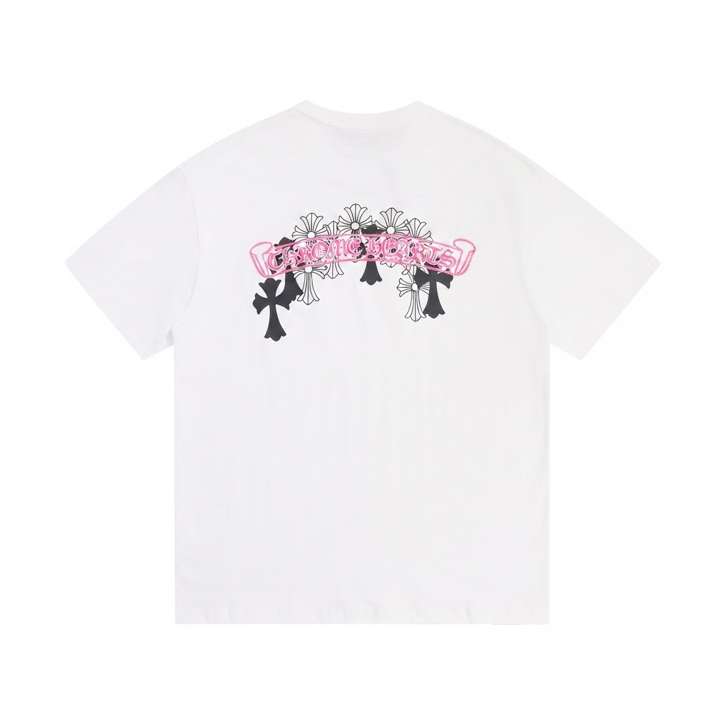 Chrome Hearts Pink Banner Cross Tee