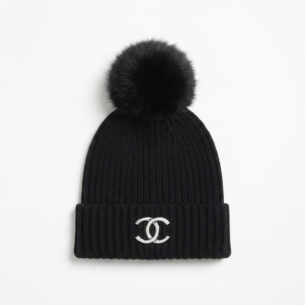 Chanel CC Pom-Pom Knit Beanie
